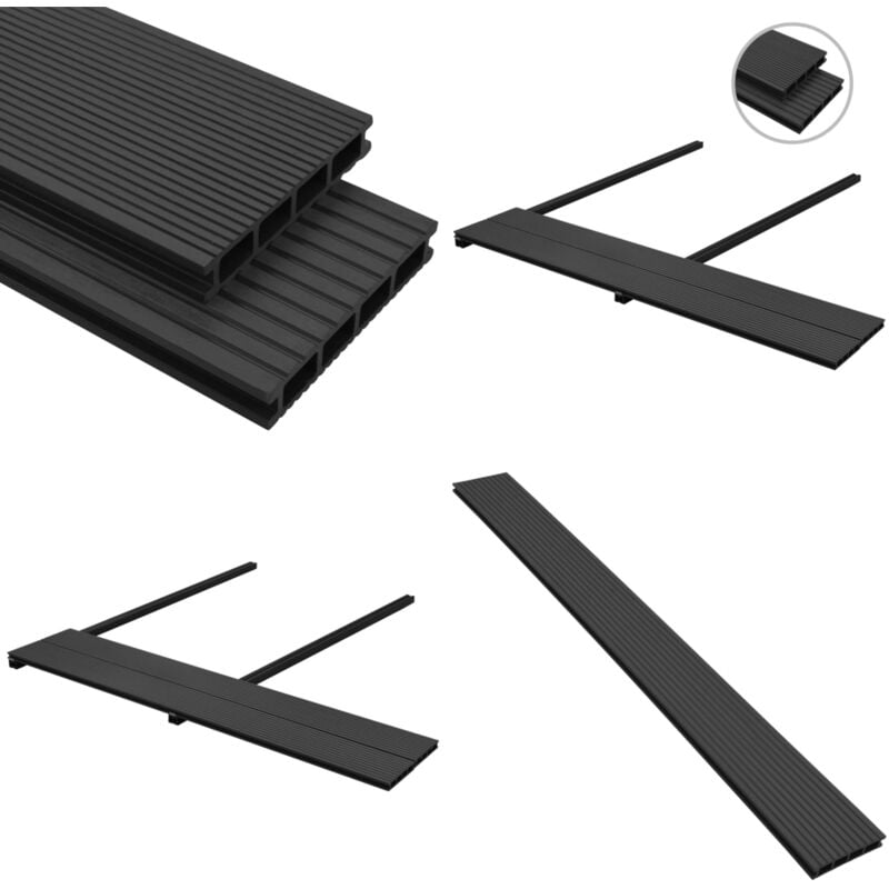 Wpc Terrassendielen mit Zubehör 40 m² 4 m Anthrazit - wpc Terrasse - Gartenterrasse - Outdoordielen - Holz-Kunststoff-Komposit - Anthrazit - Home &