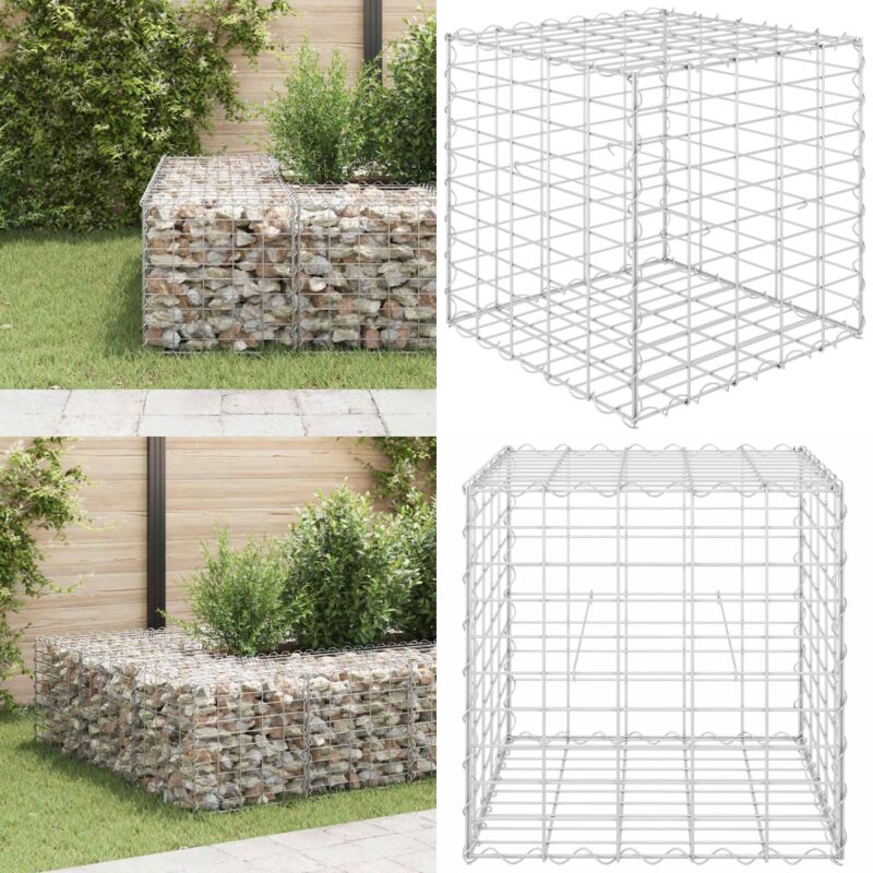 Vidaxl - Würfel-Gabionen-Hochbeet Stahldraht 50x50x50 cm - Gabionen-Hochbeet - Gartendekoration - Blumenkübel - Stabil - Metallgartenmöbel - Home &