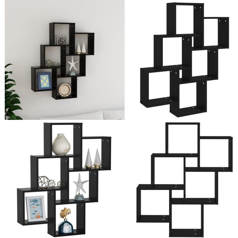 Vidaxl - Würfelregal Schwarz 78x15x93 cm Holzwerkstoff - Wand Regal - Schwarzes Regal - Regal Aus Holzwerkstoff - Aufbewahrungshelfe - Deko Regal