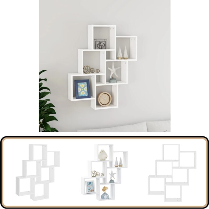 Würfelregal Weiß 78x15x93 cm Holzwerkstoff - Wand Regal - Holzregal - Regal Weiß - Aufbewahrungshelf - Deko Regal