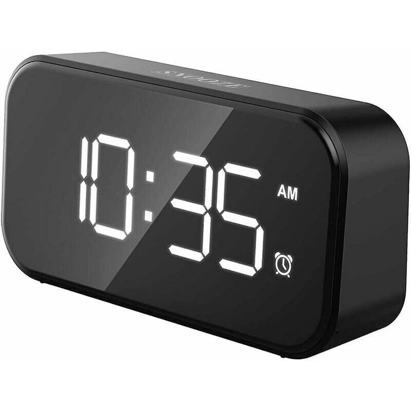 Alovez - x AC-betriebener digitaler LED-Wecker für das Bett, Wecker mit 5 digitalen LED-Anzeigen und zwei USB-Anschlüssen, 12/24 Stunden, 6