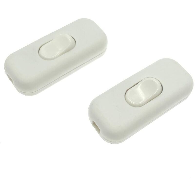 x doppelpoliger Inline-Schnurschalter, maximal 6 A, weiß, doppelpoliger isolierender Inline-Schalter, akzeptiert 1–2 runde oder flache Drähte,