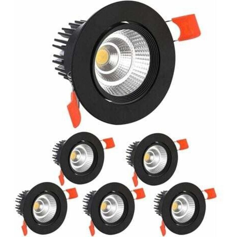 x Spot-LED-Einbaustrahler, 5 W COB-Einbaustrahler, Weißweiß 6000 K, 500 LM, AC 220–240 V, Ra≥90, Winkel von 24°, IP44, Duschbad, Küche, Salon,