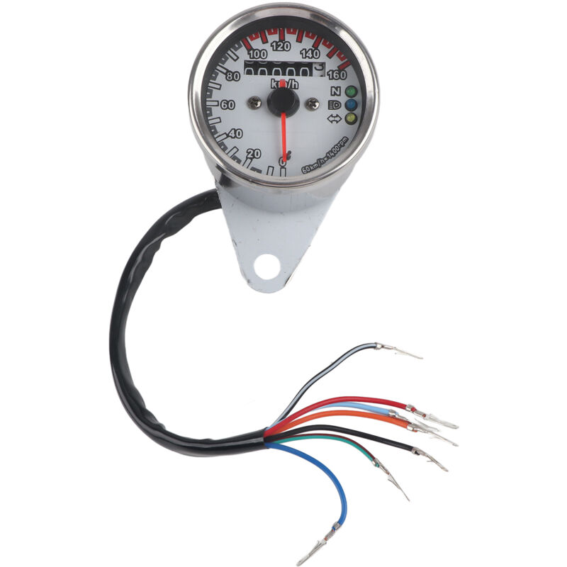 Xiuganpo LED-beleuchteter Motorrad-Tachometer mit Kontrollleuchten für einfache Installation für Motorradfahrer (Mehl).