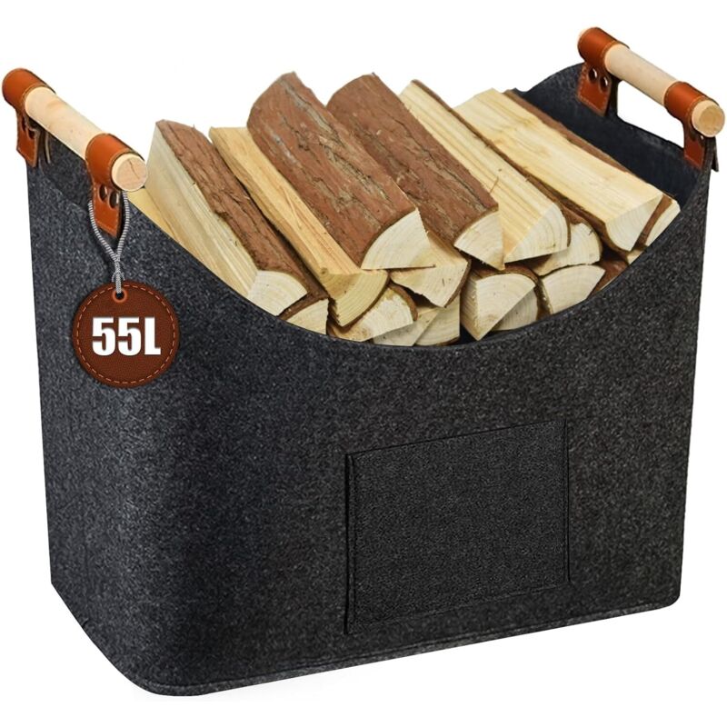 XL Holzkorb Filzkorb für extra großes Brennholz aus Filz als Einkaufskorb, Holz, Zeitung oder Kaminholz