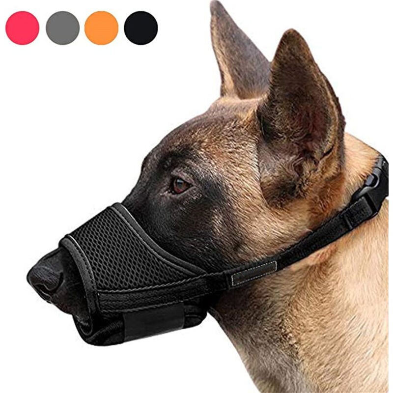 XL, Schwarz, Hundemaulkorb, verstellbar, weicher Nylon-Maulkorb, Anti-Bell- und Anti-Biss-Maulkorb, Maulkorb für mittelgroße und kleine Hunde