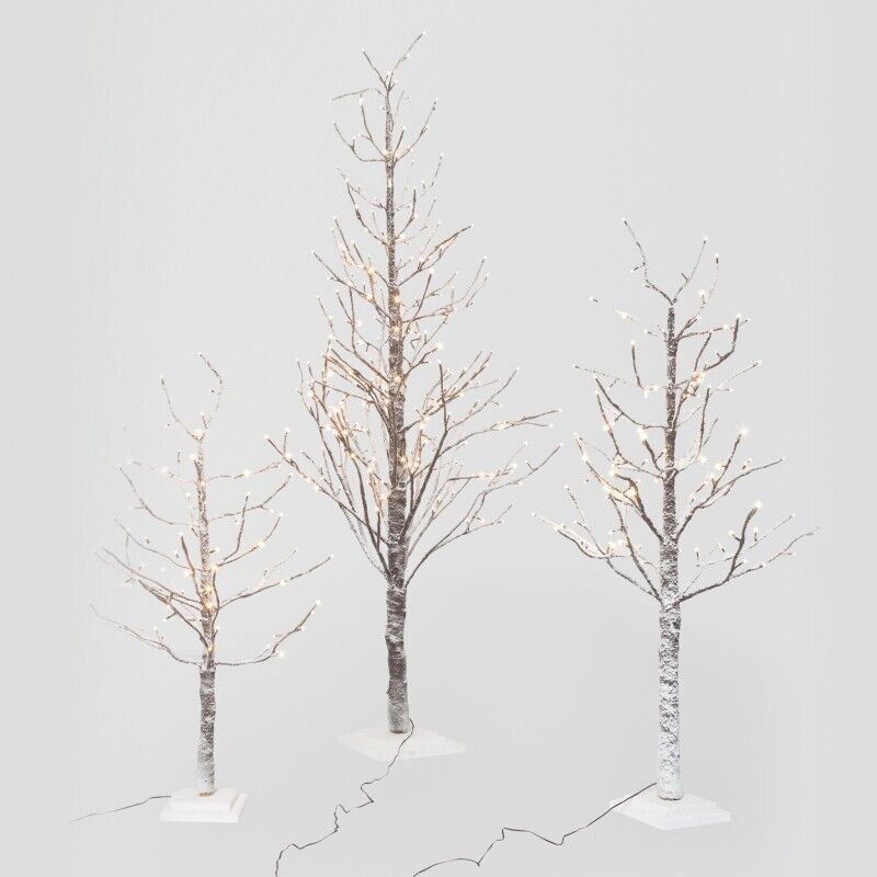 Baumstamm und schneebedeckte Zweige mit LED-Leuchten h. 120 cm - 114 LED-Leuchten