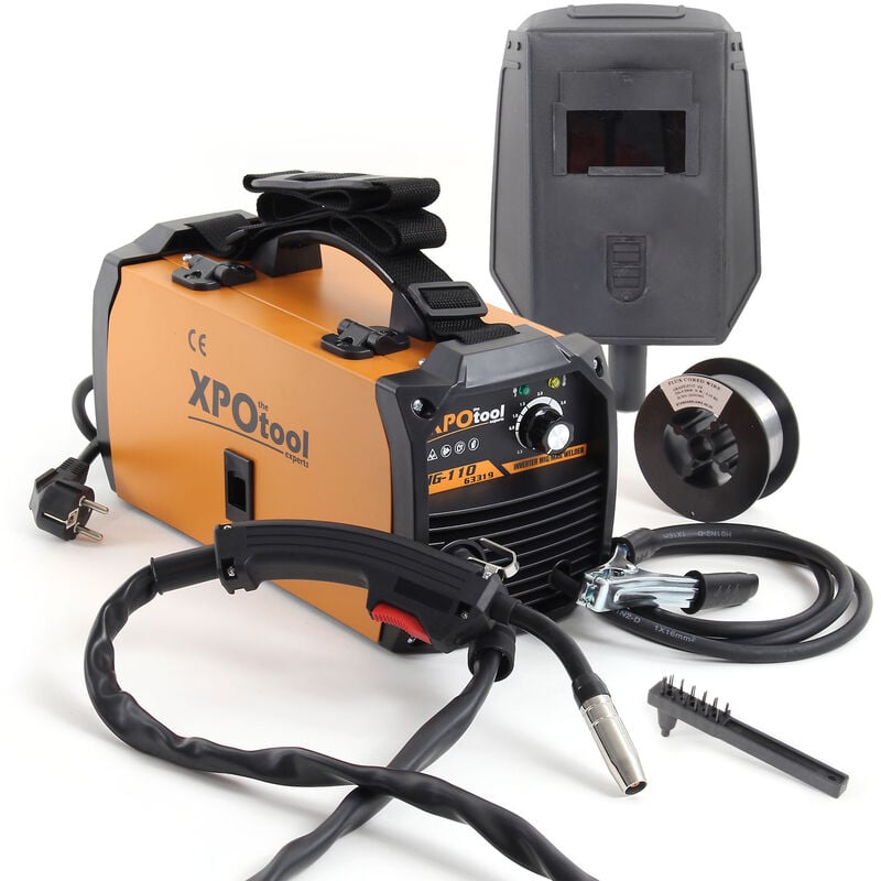MIG100 Inverter Fülldraht Schweißgerät ohne Gas, Schweissgerät mit Drahtvorschub, Flux Fülldraht und igbt, inklusive Zubehör - Xpotool