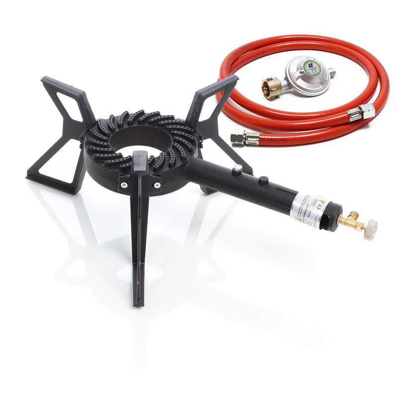 Gaskocher Set max. 10,5 kW mit Gasdruckregler 50 mbar de und Gasschlauch 1,5 m für Outdoor und Camping Gas Campingkocher - Xpotool