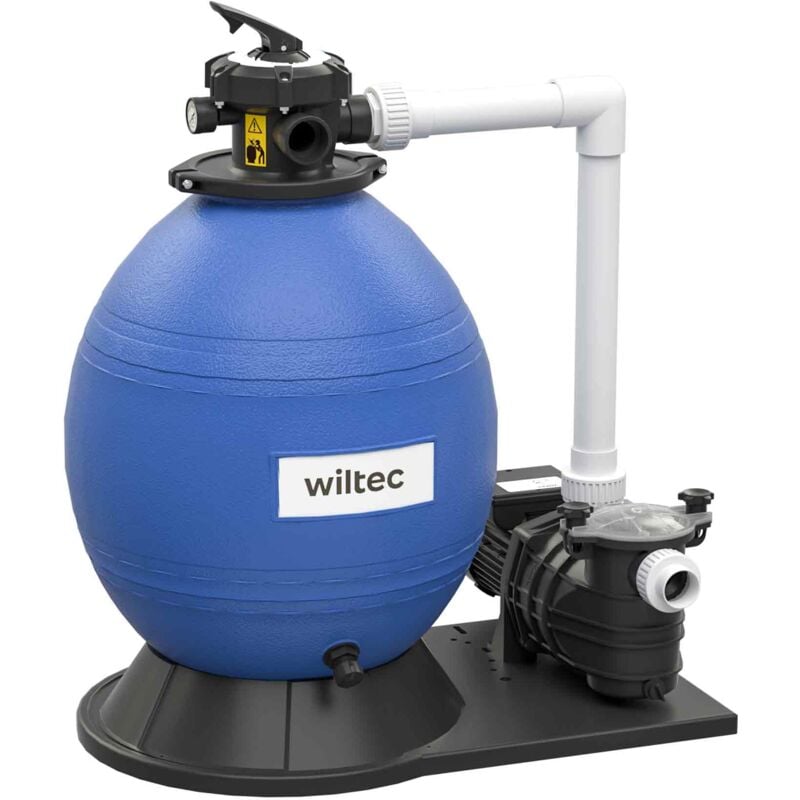 Wiltec Sandfilteranlage 750 W mit 71l Filtertank und selbstansaugender Pumpe 20000 l/h, Sandfilterpumpe, Pool-Pumpe