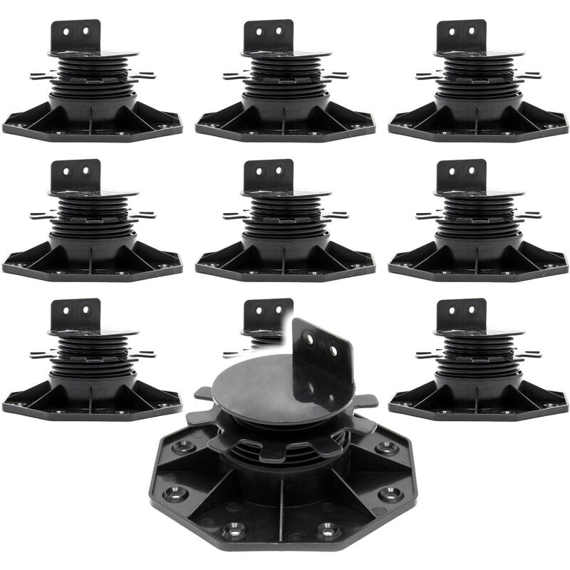 XPOtool Set 10x Stelzlager für Terrassen, 2700kg, 33-64mm, höhenverstellbare Stellfüße für Terrassendielen, Platten und Planken