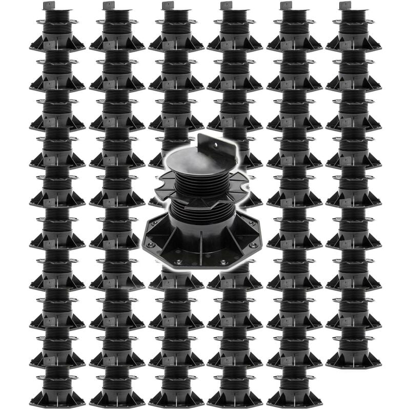 XPOtool Set 60x Stelzlager für Terrassen, 2700kg, 60-138mm, höhenverstellbare Stellfüße für Terrassendielen, Platten und Planken