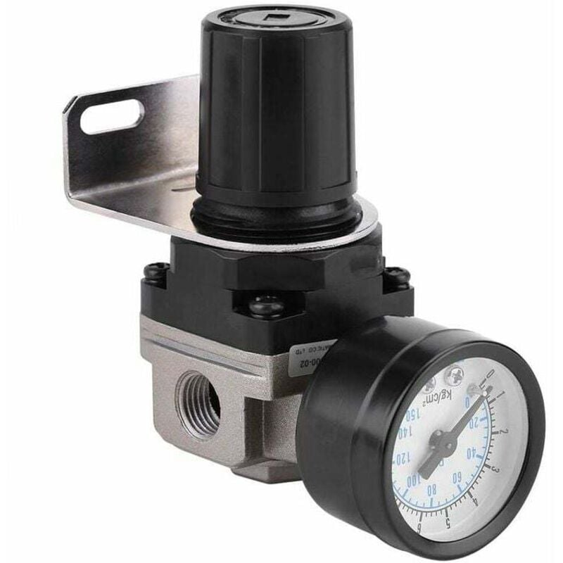 XVX Régulateur de pression d'air, AR2000 G1 / 4 Compresseur à Commande Pneumatique avec Manomètre, 1/4' Soupape Jauge Réglable de Pression d'Air en