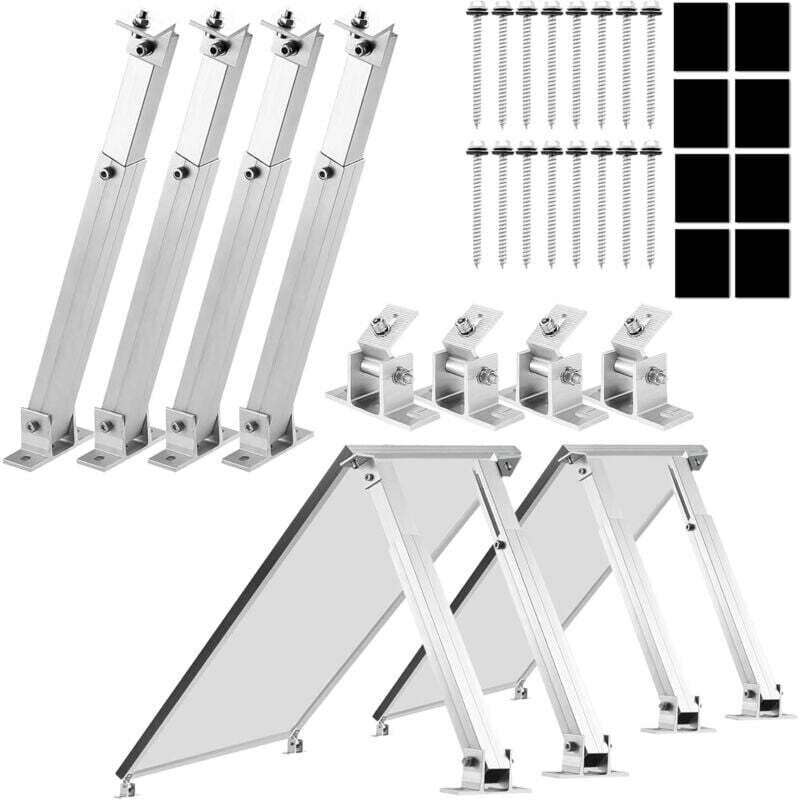 XVX - Solarmodul Halterung Balkonkraftwerk Flachdach Einstellbar 15-60° (2 Panels Set 15°-30°) 2 Solarmodule Photovoltaik Universal Wand