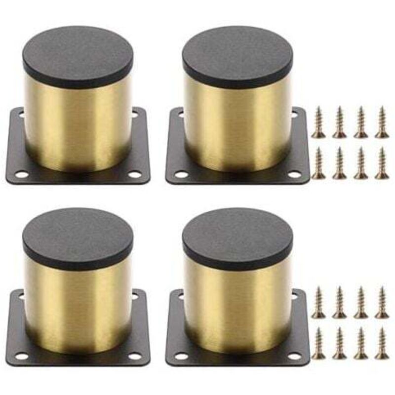 Stück 5 cm Möbelbeine aus Edelstahl für Stühle, Tische, Schränke, Schreibtische, Sofas, Möbel, mit Schrauben, einfache Montage, rund (Gold) - XVX