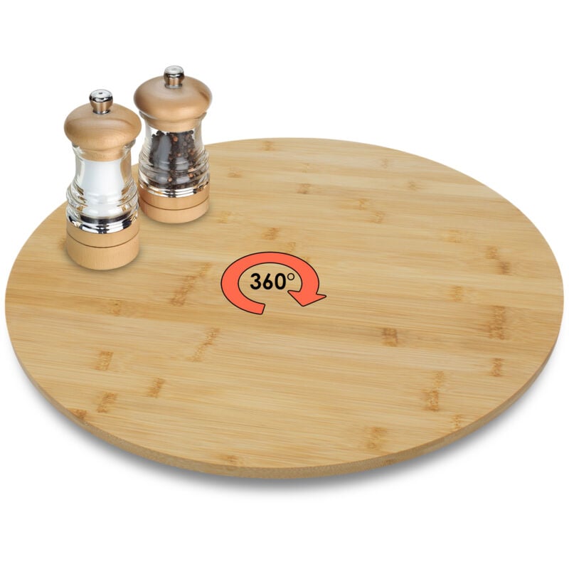 XXL Bambus Servierplatte drehbar - 50 cm - Holz Drehteller für Käse Wurst und Snacks