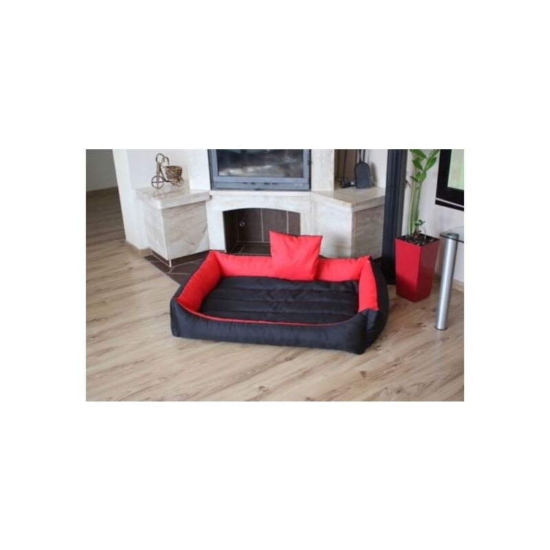 Viking Choice - xxl Kunstleder Hundebett - Hundekissen Hundesofa Katzenbett Hundekorb - Wasserdicht - Rot/Schwarz