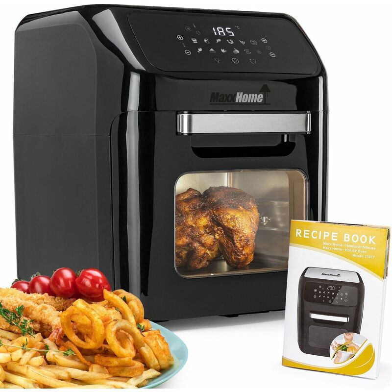 MaxxHome Heißluft-Fritteuse XXL - Heißluftfritteuse Fritteuse Luftfritteuse - Airfryer XXL - Aerofryer mit digitalem Display - 1600 W - Inkl. Zubehör