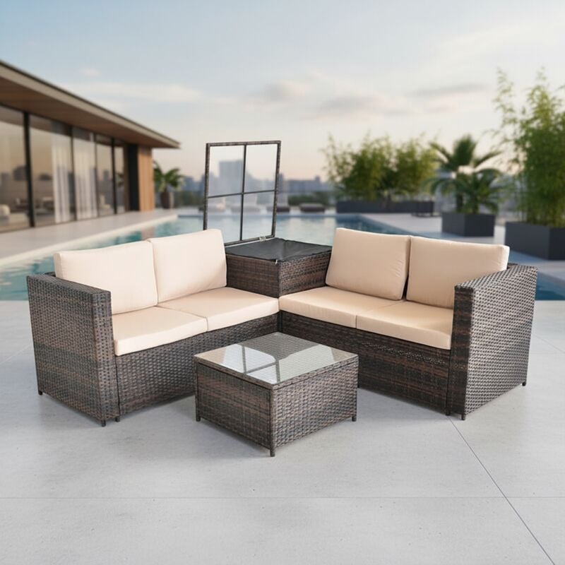 Mucola - xxl Sitzgruppe Polyrattan Gartenlounge Set Sitzgarnitur Gartenmöbel Sitzecke