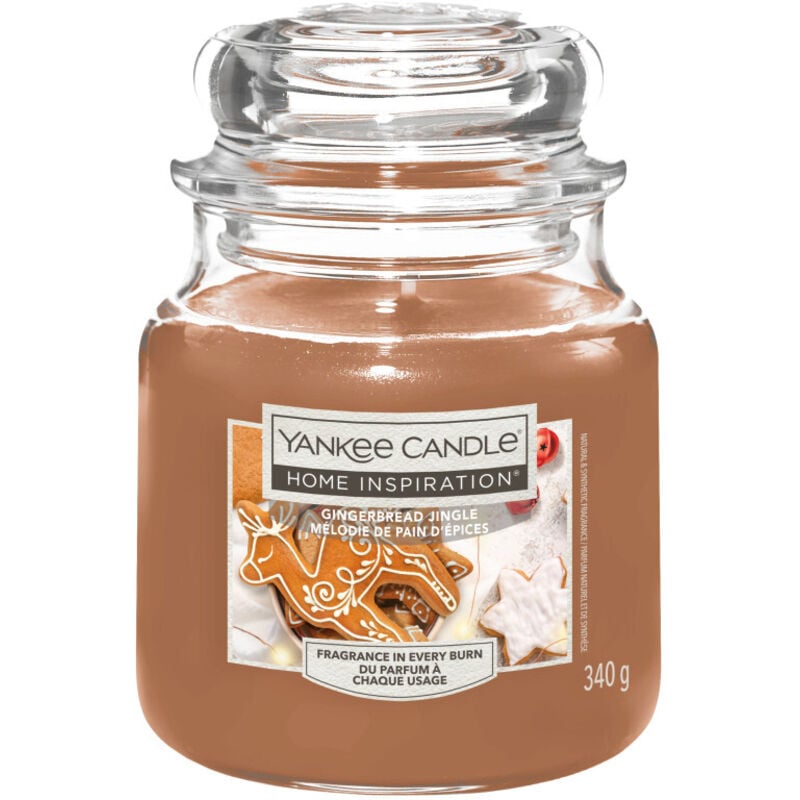 Yankee Candle Duftkerze Mittleres Glas Gingerbread Jingle 340 g, braun Duftkerze