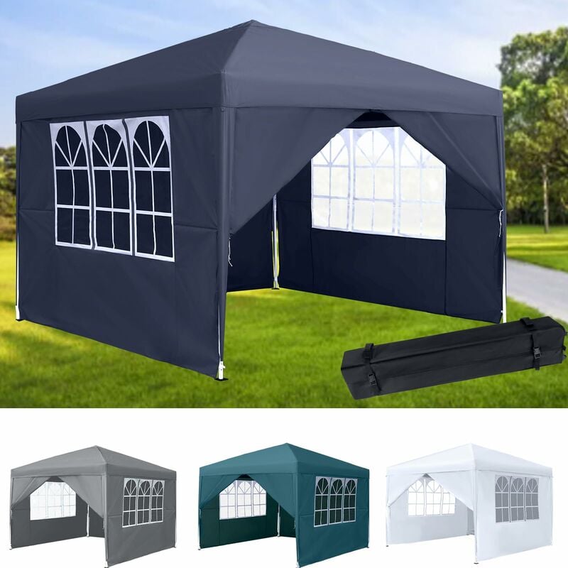 YARDIN Pavillon 3x3 Faltpavillon Wasserdicht Stabil, Gartenpavillon Pop up Pavillon Winterfest Partyzelt Gartenzelt UV-Schutz mit 4 Seitenteilen für