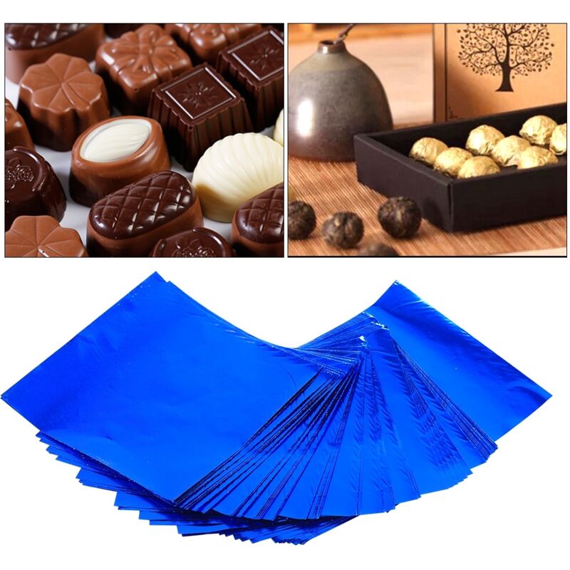 Yctze 100 Stück mehrfarbige quadratische Süßigkeiten, Schokoladenlutscher, verpackt in Aluminiumfolie – 3x3 Zoll Wachspapierbögen zum Verpacken von