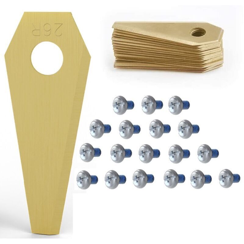 18 Stück Ersatzklingen für Bosch Titanium, Zubehör für Mähroboter + 18 Stück Schrauben, Ersatzklingen für Mähroboter, kompatibel mit Bosch Rasenmäher