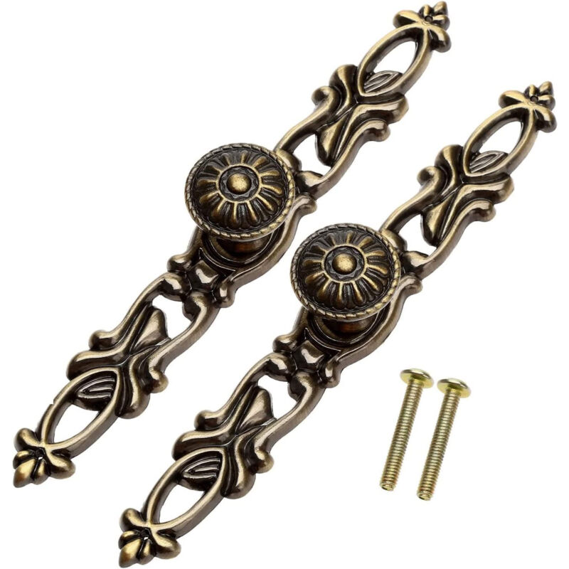 YMYNY 2 Stück Retro-Metall-Türgriffe für Schränke, Schubladen, Kleiderschränke, 152 mm, Antik-Messing
