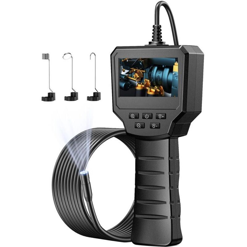 YMYNY 2,4-Zoll-Inspektionskamera, 2,0 MP 1440P HD-Kamera mit 6 einstellbaren LEDs, 8 mm IP67 wasserdichte Digitalkamera, 5 m halbstarres Kabel