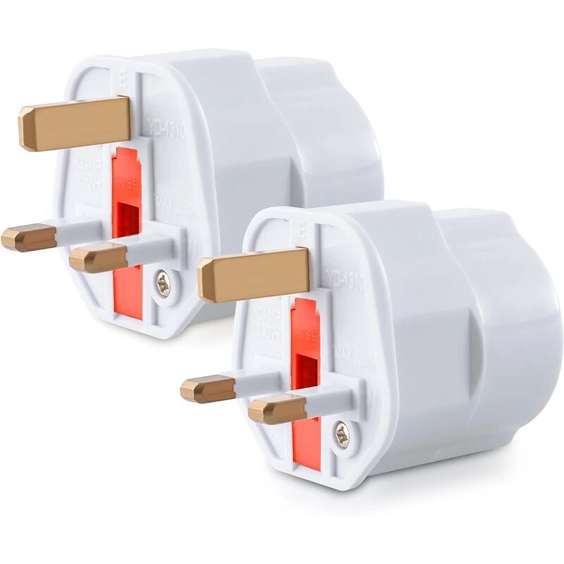 Ymyny - 2X UK-Steckeradapter – Schuko Typ G-Modell – Frankreich auf UK-Stecker – Kompakter Reisestecker – Kompatibel mit mehreren Ländern