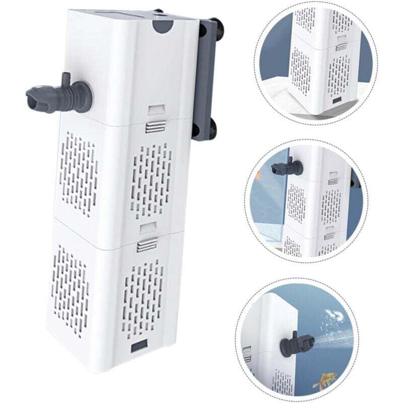 YMYNY 4-in-1-Aquariumfilter, geräuschlos, interner Aquariumfilter, 500–1000 l/h, Aquariumpumpe, Sauerstoffbelüftung, Wasserwechsler für Kampffische,