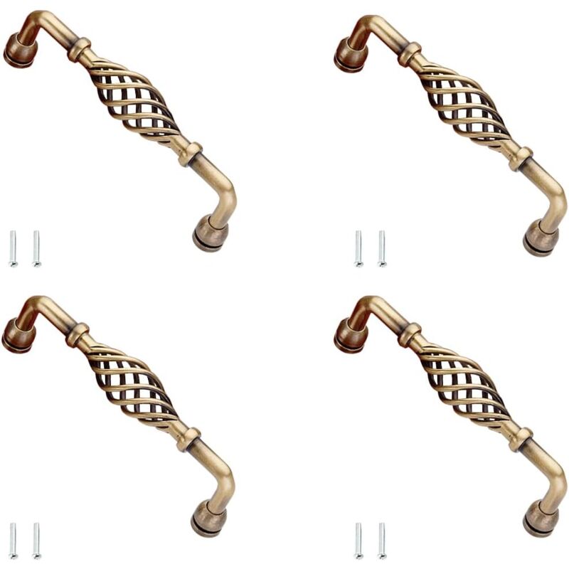 4 Stück Vintage-Schrankgriffe, Metall, Vogelkäfig-Stil, antiker Türknauf mit Schrauben für Schubladen, Küchenschränke - Ymyny
