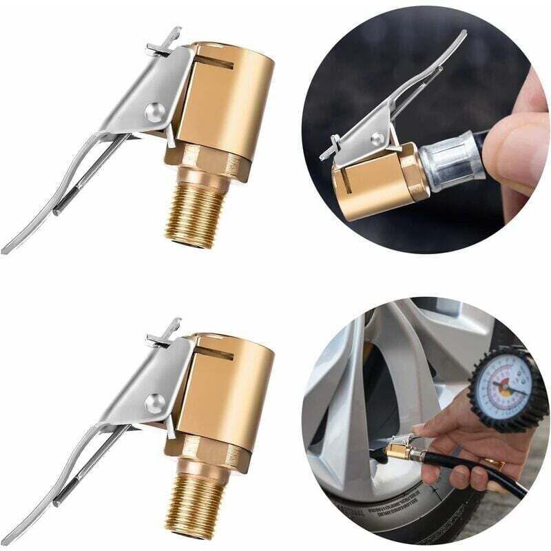 YMYNY 4er-Pack Luftfutter mit Clip-Adapter, robuste Messing-Reifenfüllpumpen-Armatur, Luftfutter-Adapter