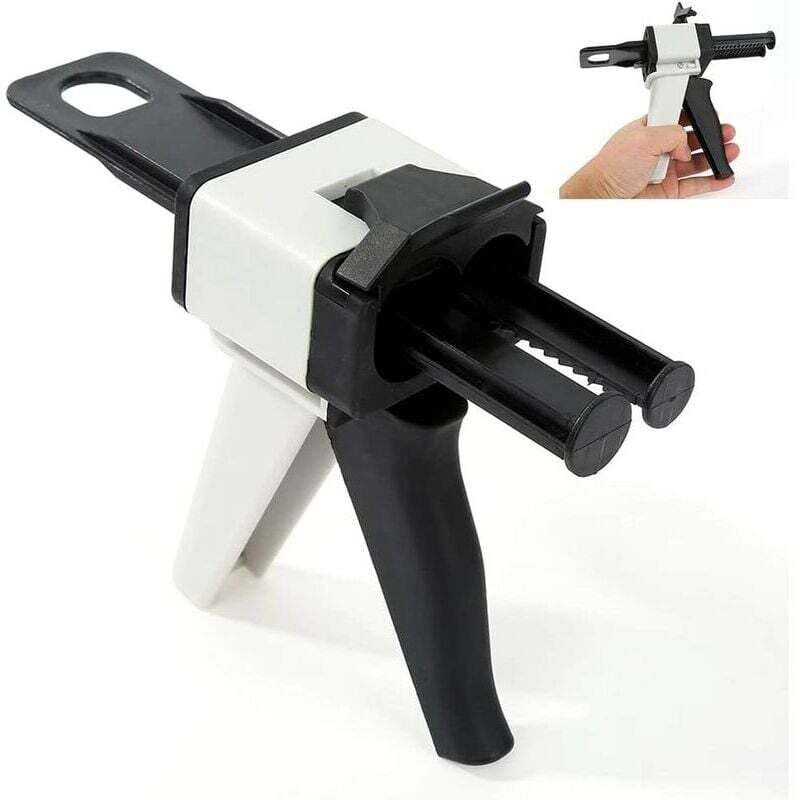 YMYNY 50-ml-Epoxidharz-Spender – statischer Mischkopf – Verhältnis 1:1/2:1 – manuelle Applikatorpistole (50 ml wie abgebildet)