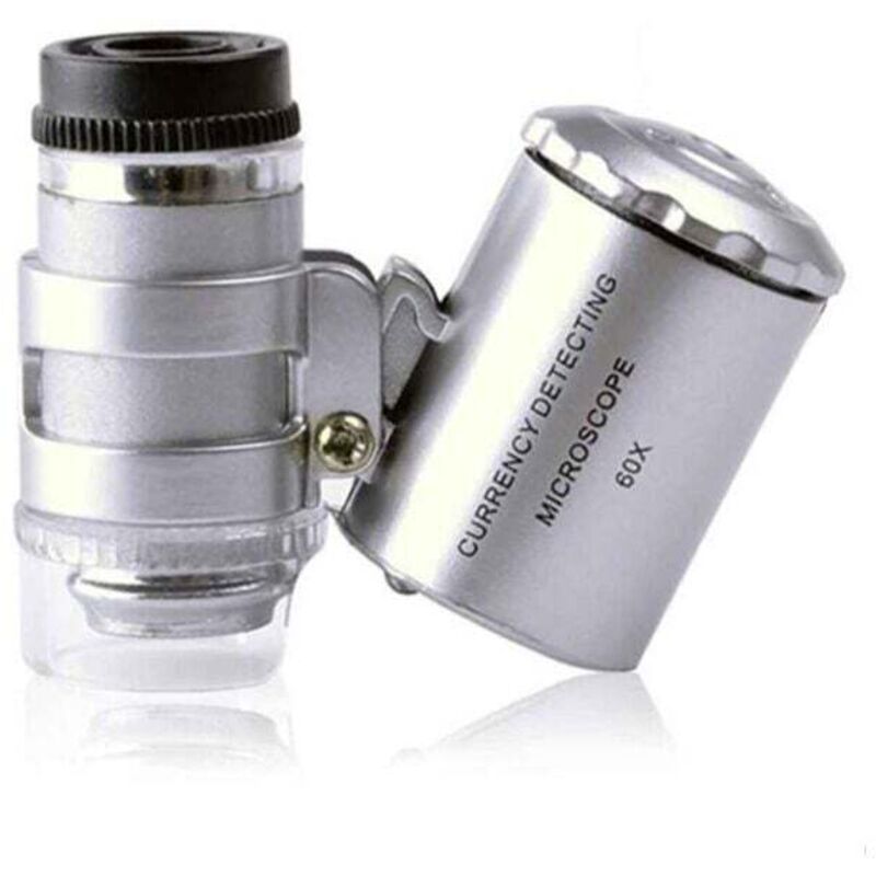 YMYNY 60-fache beleuchtete Lupe, Hand-Mini-Taschenmikroskop, UV-Lupe, Währungsdetektor, Juwelierlupe mit LED-Licht