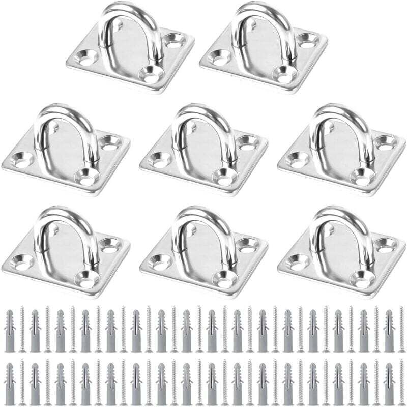 8 Stück Ösenplatte aus Edelstahl, Ösenplattenverschluss für Markise, Ösenplatte aus Edelstahl für Bootsabdeckung, Wandschaukel, Hängematte, Marine