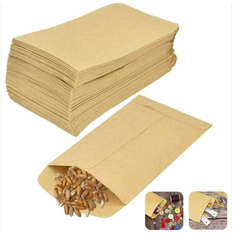 YMYNY Braune Kraftpapiertüten, 10 x 6 cm, Lebensmittelbeutel, Kraftbeutel, Samen, recycelbare Tasche, Vintage-Kraftpapiertüte für Samen, Süßigkeiten,