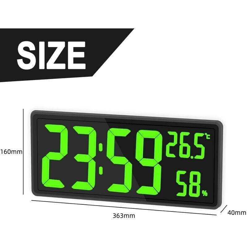 YMYNY Digitaluhr mit großem Display, große digitale Wanduhr mit Temperatur und Luftfeuchtigkeit, digitale Wanduhr mit LED-Ziffern für Schlafzimmer,