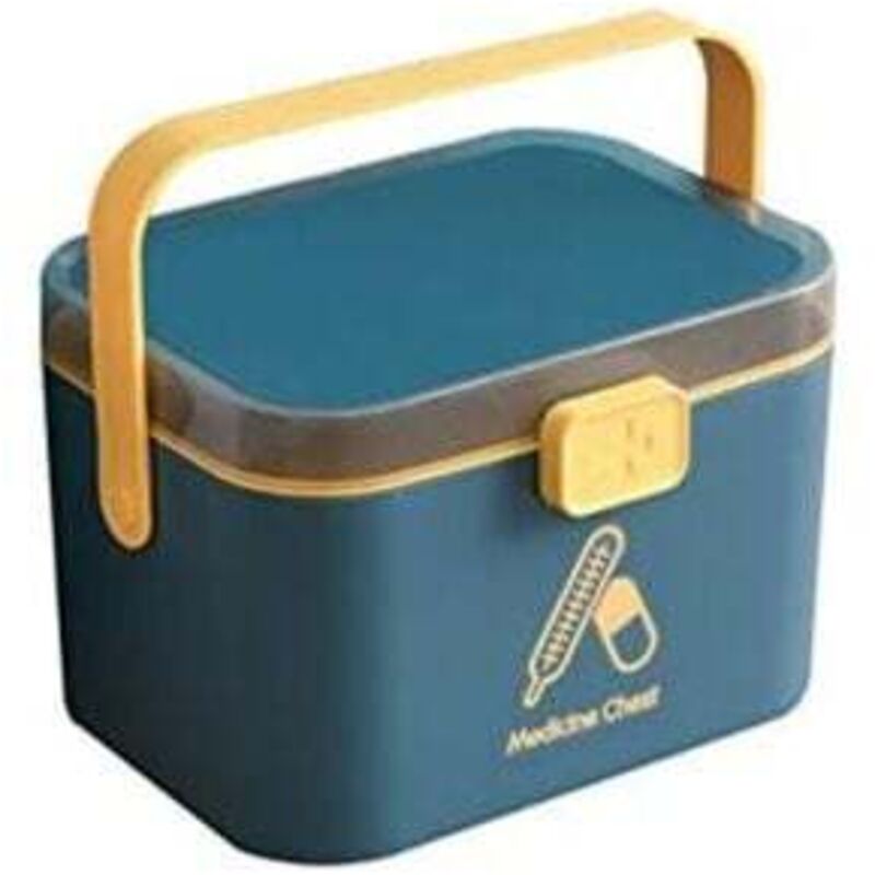 YMYNY Doppelschichtige, abschließbare Medikamentenbox, Aufbewahrungsbox für Erste-Hilfe-Medikamente, großer Raum, tragbar, versiegelt, für Zuhause,