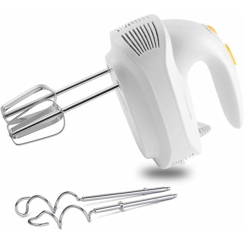 Elektrischer Handmixer, leistungsstarker Hand-Küchen-Schneebesen, elektrische Küche, vielseitig, leise, 5 Geschwindigkeiten, 2 Schneebesen und 2
