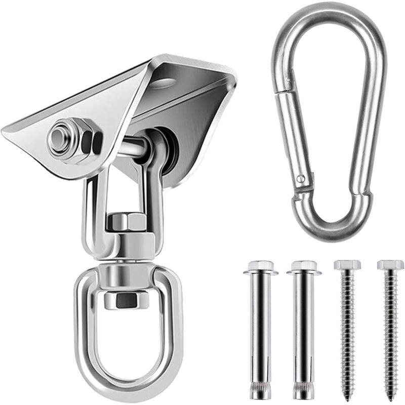 Hochleistungs-Deckenhaken aus Edelstahl, 360° drehbarer Hängeschaukelhaken, Deckenhalterungshaken für Hängesessel, Boxsack, Boxen, Hängematte, Yoga