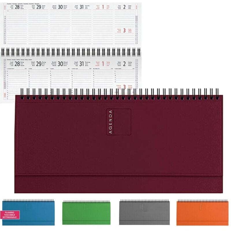 YMYNY – Jahres- und Wochenkalender mit Spiralbindung, 30 x 15 cm, Hardcover, Tischkalender, verschiedene Farben –