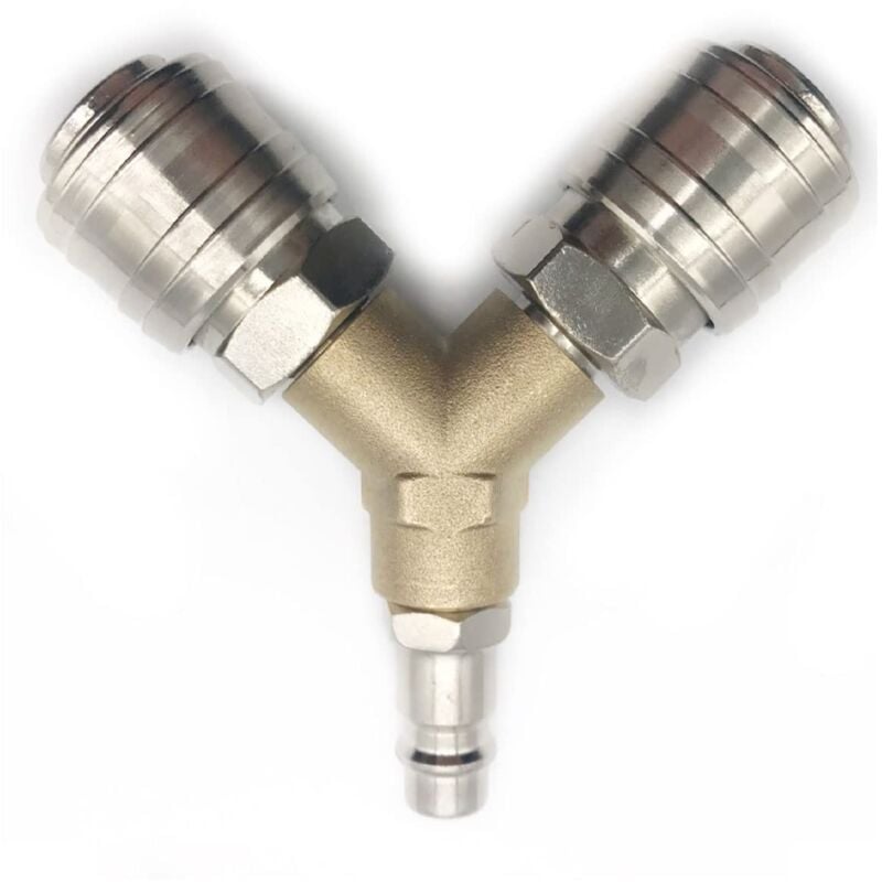 Ymyny Kompressor Armatur Druckluftverteiler 1/4 Druckluft Armatur 3 Wege Schnellverschluss Druckluftanschluss mit Außengewinde Y-Verteiler