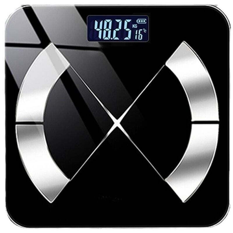 YMYNY Körperfettwaage, intelligente Körpergewichtswaage, wiederaufladbare intelligente Waage, digitale Personenwaage mit Smartphone-App (schwarz)