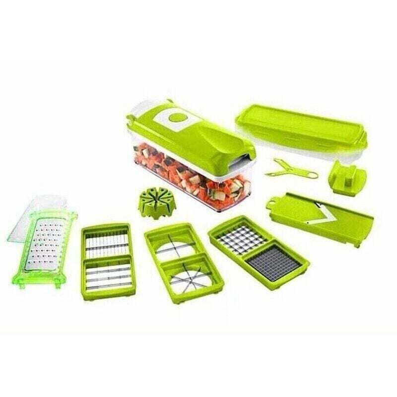 YMYNY Küchen- & Kochzubehör, Genius Nicer Dicer Smart (12-teilig) in Grün – Gemüseschneider für Würfel, Stifte, Scheiben, Streifen und Spalten –