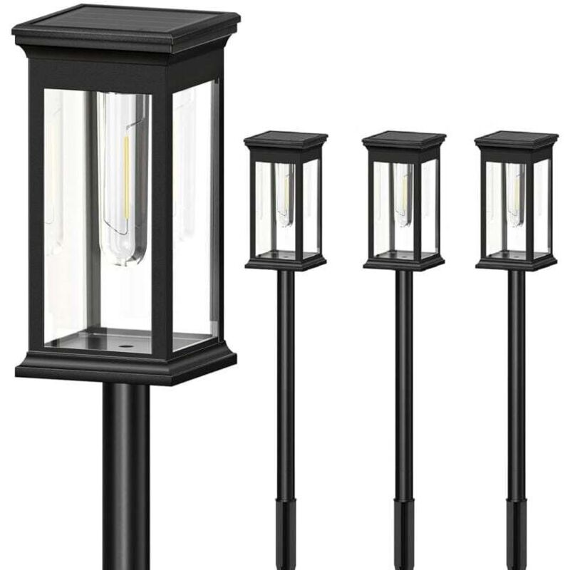 YMYNY Solarleuchten für Garten im Freien, 4 Solar-Gartenleuchten, Auto-An/Aus-Solar-Gartenleuchten, IP65 wasserdichte Solar-Gartendekoration Warmweiß