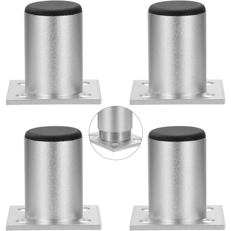 Möbelfüße Verstellbare Schrankfüße Edelstahl Tischfüße Runden Aluminiumlegierung für Sofas Tische 1 Stück Belastung bis 50 kg 60mm 4 Stück - Ymyny