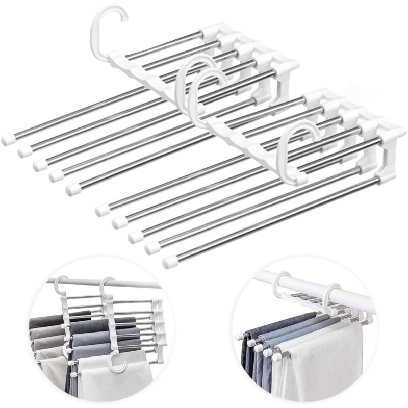 YMYNY Multi-Hosenbügel, 2er-Pack platzsparende Kleiderbügel, magische Multi-Kleiderbügel-Aufbewahrung, faltbarer Reisebügel