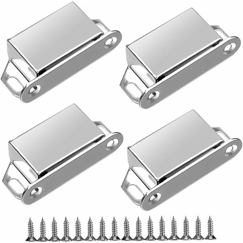 Schranktürmagnet, 4 Stück, Edelstahl-Türmagnet, starke Magnete für Tür, 10 kg, Schranktürschloss mit Schrauben für Wohnmöbel, Tür, Schrank (4 Stück à