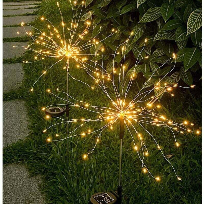 YMYNY Solar-Gartenleuchten – 120 Lichter – Warmweiß, wasserdichtes Solar-Feuerwerk für den Außenbereich, Starburst-Dekorationslichter,